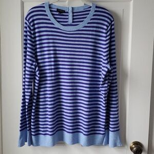 NWOT TALBOTS BLUE PURPLE STRIPE WOOL BLEND SWEATER SIZE LARGE